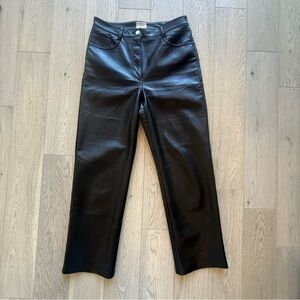 Aritzia Wilfred Black Leather Straight Leg Pants Size 6